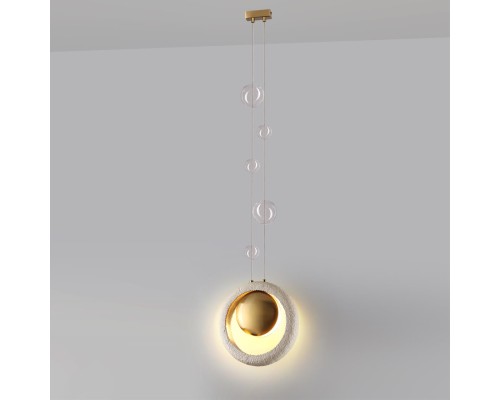 5443/1 HALL ODL_EX25 111 сатинированн.латунь/беж./металл/полирезин/стекло Подвес 1*G9 LED*6W SATURN