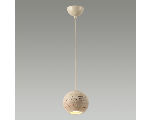 6625/1L HIGHTECH ODL24 131 бежевый/металл/травертин Подвесной светильник IP20 LED GU10 7W 220V TRAVERTINO