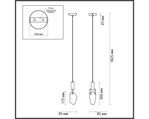 6695/5L MIDCENT ODL24 Подвесной светильник брашир. черный/металл/стекло IP20 LED 5W 200Лм 3000K LIA