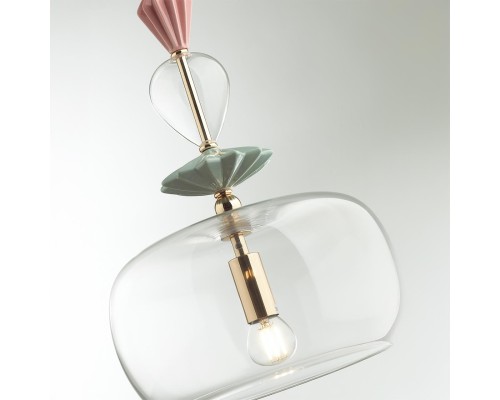 4855/1A CLASSIC ODL_EX21 золото/раноцветн./керамика/стекло Подвес E14 1*40W BIZET