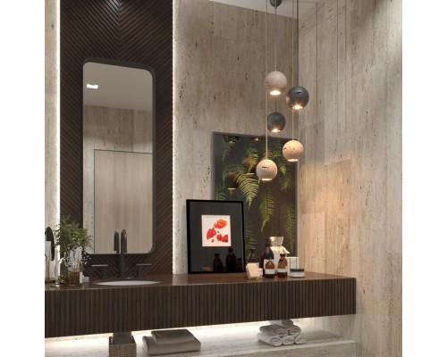 6625/1L HIGHTECH ODL24 131 бежевый/металл/травертин Подвесной светильник IP20 LED GU10 7W 220V TRAVERTINO