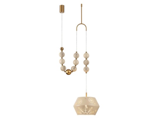 5444/1C PENDANT ODL_EX26 031 бежевый/античная бронза/металл/керамика Подвес с держателем E27 1*40W KARELIA