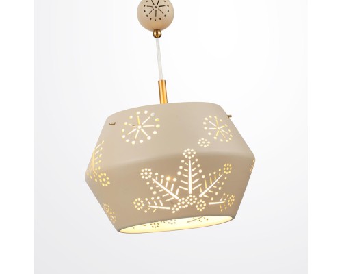 5444/1A PENDANT ODL_EX26 031 бежевый/античная бронза/металл/керамика Подвес E27 1*40W KARELIA