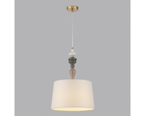 5040/1 CLASSIC ODL24 305 античн.бронза/беж.абажур/металл/керамика Подвес E27 1*60W HOMI