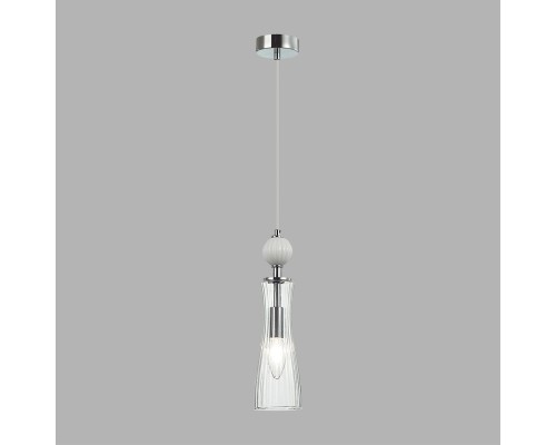 8268/1A NEOCLASSI хром/белый/прозрачный,  металл/керамика/стекло Подвес Е14 1*40W 220V EMILY