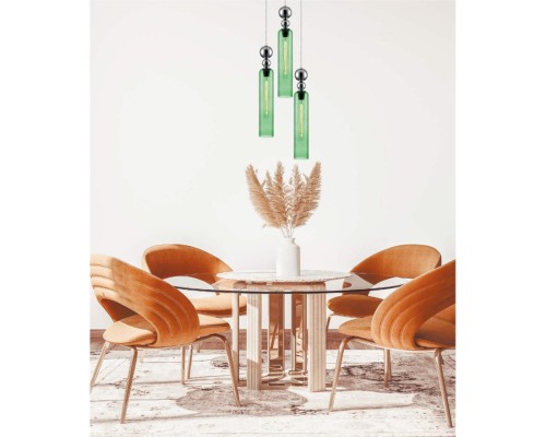 8064/1A MODERNI LN25 298 хром/зеленый, металл/стекло Подвесной светильник E27 1*60W 220V LORENZO