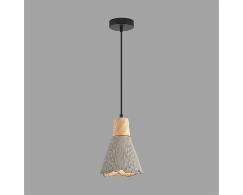 8351/1B SUSPENTIONI черный/серый/бежевый, металл/дерево/цемент Подвес E27 60W 220V EOLIANA