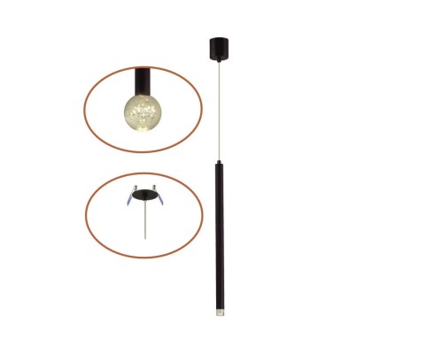 4373/3LA HIGHTECH ODL26 Подвесной светильник  черный/хрустальн. стекло/металл IP20 LED 3W 400Лм 3000K 220-240V FIANO