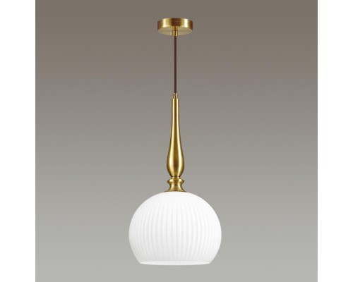 Подвес Odeon Light 4766/1 белый/бронзовый E27 60W RUNGA