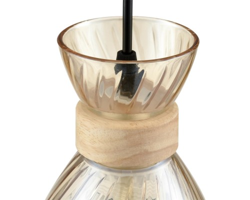 8051/1A SUSPENTIONI LN25 309 дерево/амбер металл/стекло Подвесной светильник E27 1*60W 220V MIRABELA