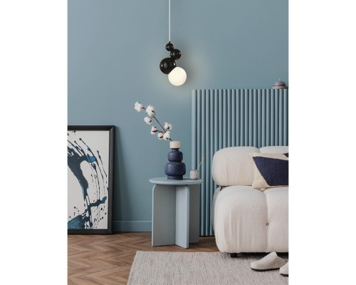 6566/1A MODERNI LN24 черный/белый матовый/металл/стекло Подвес E27 1*40W 220V BLASEN