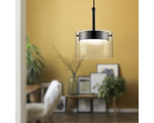 8232/1 COMFI LN25 черный/прозрачный, металл/стекло Подвес LED GX70 1*10W 220V NATALINA