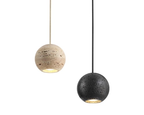 6625/1L HIGHTECH ODL24 131 бежевый/металл/травертин Подвесной светильник IP20 LED GU10 7W 220V TRAVERTINO