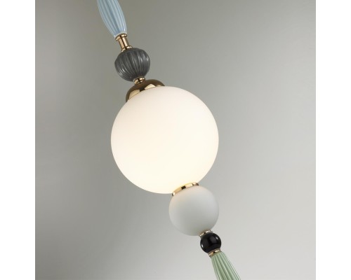 5405/1A MODERN ODL_EX24 83 золотой/голубой/зеленый/белый матов./металл/керамика/стекло Подвес E14 1*40W PALLE