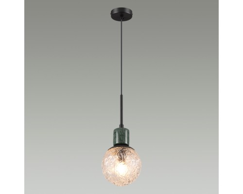 5026/1 MODERN ODL23 000 черный матовый/темно-зеленый/прозрачный металл/мрамор/стекло Подвес E14 1*40W GREENI