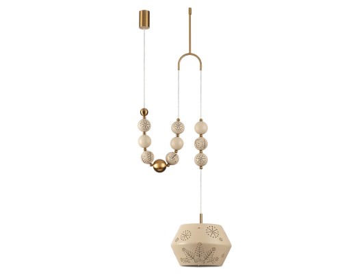 5444/1C PENDANT ODL_EX26 031 бежевый/античная бронза/металл/керамика Подвес с держателем E27 1*40W KARELIA