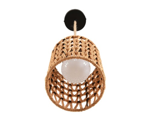 8366/1A ECO LN26 327 черный/серый/бежевый, бетон/металл/джутовый шнур Подвес E27 LED 10W 220V BOHO