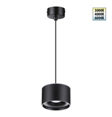 358968 OVER NT22 черный Светильник накладной с переключ. цв. температуры, провод 2м IP20 LED 3000К\4000К\6000К 12W вниз + 3ВW вверх 110-265V GIRO