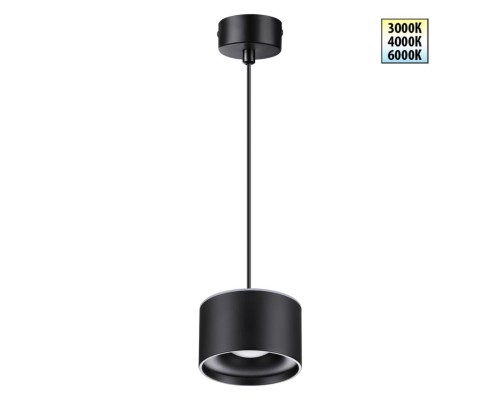 358968 OVER NT22 черный Светильник накладной с переключ. цв. температуры, провод 2м IP20 LED 3000К\4000К\6000К 12W вниз + 3ВW вверх 110-265V GIRO