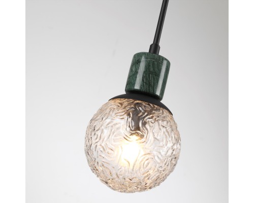 5026/1 MODERN ODL23 000 черный матовый/темно-зеленый/прозрачный металл/мрамор/стекло Подвес E14 1*40W GREENI
