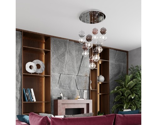 4980/1B PENDANT ODL22 239 хром/коричневый/стекло Подвес G9 1*40W TWIXY