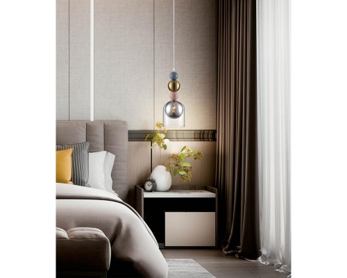 8066/1A MODERNI LN25 299 хром/серый/прозрачный, металл/стекло Подвесной светильник G9 1*20W 220V GALLO