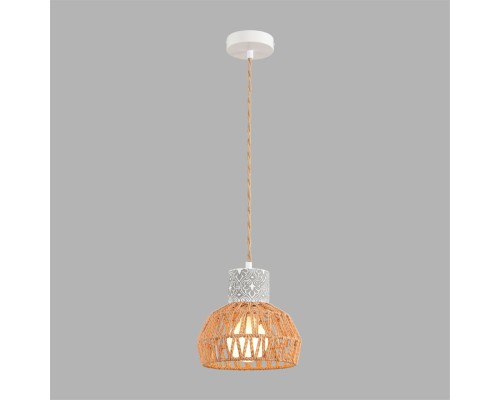 8367/1A ECO LN26 327 серый/белый/бежевый, цемент/металл/джутовый шнур Подвес E27 LED 10W 220V BOHO