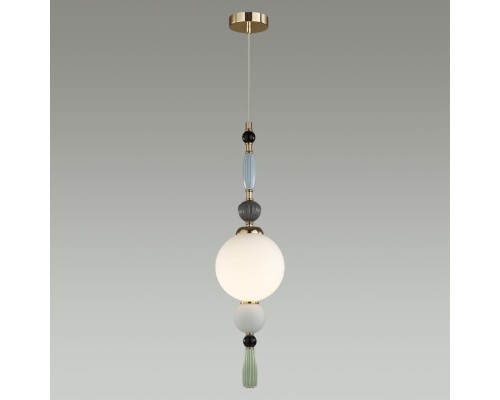 5405/1A MODERN ODL_EX24 83 золотой/голубой/зеленый/белый матов./металл/керамика/стекло Подвес E14 1*40W PALLE