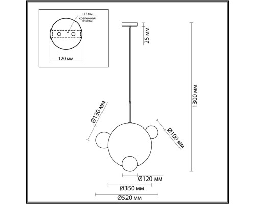 6516/1 SUSPENTIONI LN23 198 латунь Подвес E27 1*60W 220V GLOW