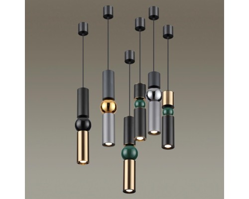 Подвес Odeon Light 4071/5L Sakra серый/золото GU10 1*5 Вт