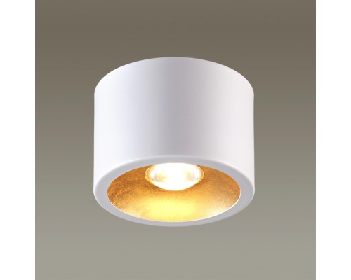 6668/1CL HIGHTECH ODL19 275 белый с золотым фольг-м Потолочной накладной светильник LED GU10 1*7W 220V GLASGOW (вместо 3877/1CL)