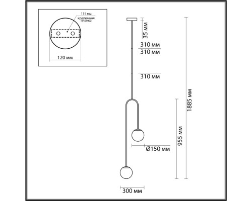 4340/2 L-VISION ODL22 180 черный Потолочный светильник IP20 E14*2 40W AMBI