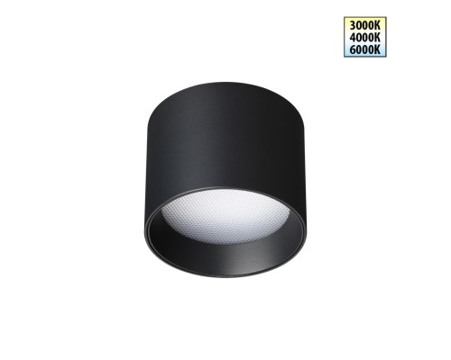 359593 OVER NT25 000 черный Светильник накладной светодиодный с переключ. цв. температуры IP20 LED 6W 220-240V 3000К\4000К\6000К ORBIS