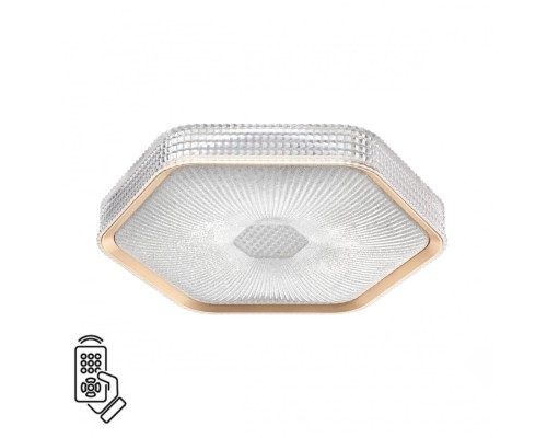 7746/48L PIKO LED SN Светильник металл/пластик/прозрачный/золотистый LED 48Вт 3000-4000-6000K 425х385 IP20 пульт ДУ SPARKS