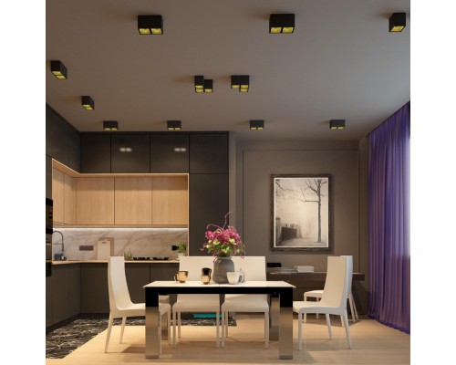 358487 OVER NT20 154 черный/золото Светильник накладной IP20 LED 4000K 10W 220V RECTE