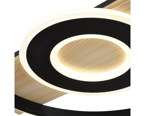 8022/80CL LEDIO LN24 черный/дерево, металл/МДФ Потолочный светильник с пультом ДУ 3000-6500К LED 80W 220V  PINE