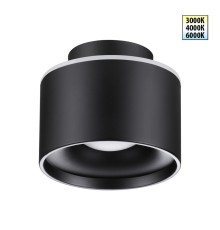 358971 OVER NT22 черный Светильник накладной с переключ. цв. температуры IP20 LED 3000К\4000К\6000К 12W вниз + 3W вверх 110-265V GIRO