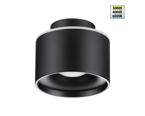 358971 OVER NT22 черный Светильник накладной с переключ. цв. температуры IP20 LED 3000К\4000К\6000К 12W вниз + 3W вверх 110-265V GIRO
