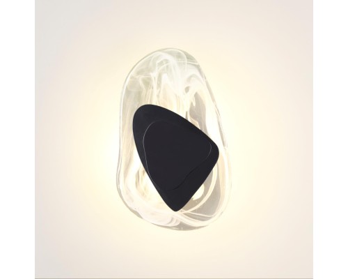 4313/9WL MIDCENT ODL22 125 стекло с эффектом льда/черный металл Настенный светильник IP20 LED 6W 205Лм 3000K ICY