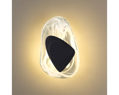 4313/9WL MIDCENT ODL22 125 стекло с эффектом льда/черный металл Настенный светильник IP20 LED 6W 205Лм 3000K ICY