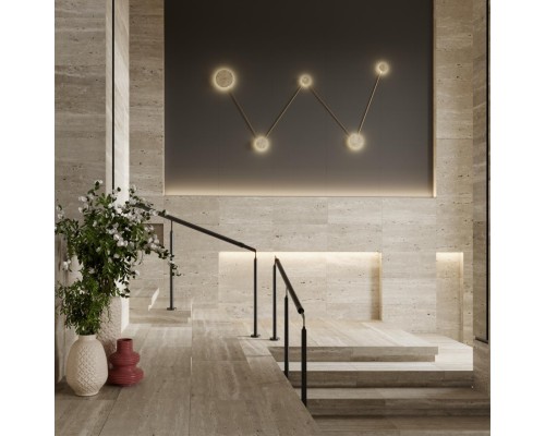 6625/25WL HIGHTECH ODL24 131 бежевый/металл/травертин Настенный светильник IP20 LED 25W 3000K 220V TRAVERTINO