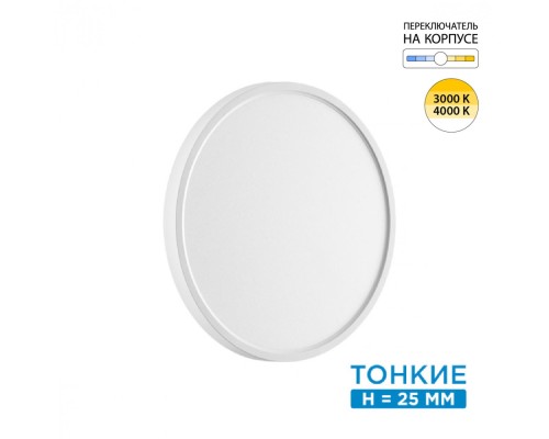7659/24L MITRA LED SN 52 Светильник пластик/белый LED 24Вт 3000/4000K D300 IP40 ALFA WHITE
