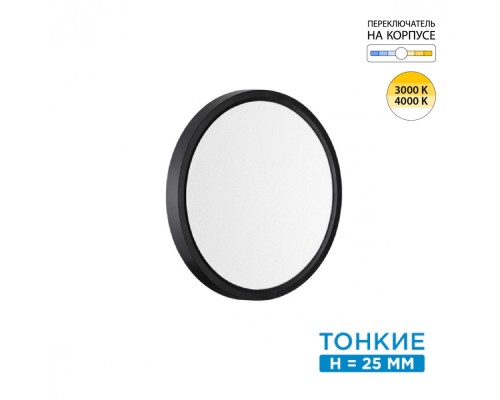 7660/18L MITRA LED SN 54 Светильник пластик/белый/черный LED 18Вт 3000/4000K D230 IP40 ALFA BLACK