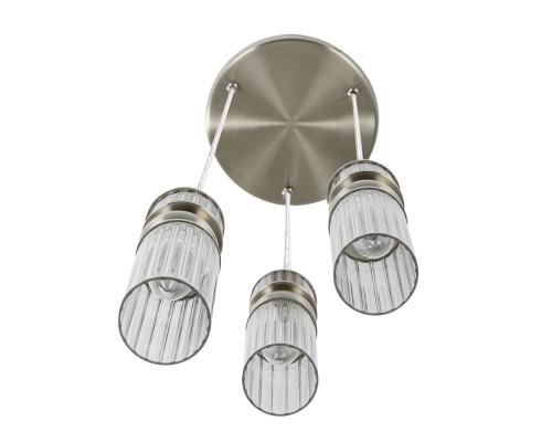 8277/3A MODERNI LN26 163 сатин никель/прозрачный, металл/стекло Подвес Е14 3*40W 220V DENVER