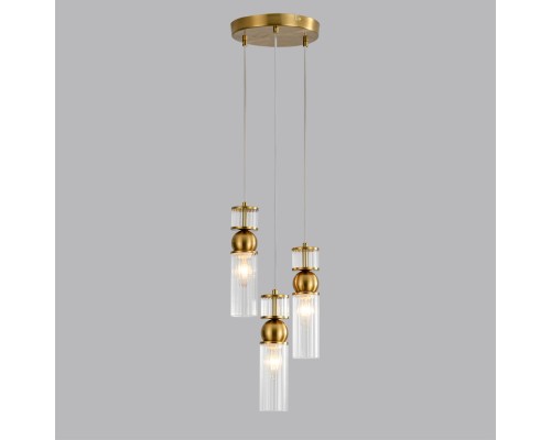 8276/3A MODERNI LN26 161 латунь/прозрачный, металл/стекло Подвес Е14 3*40W 220V DENVER