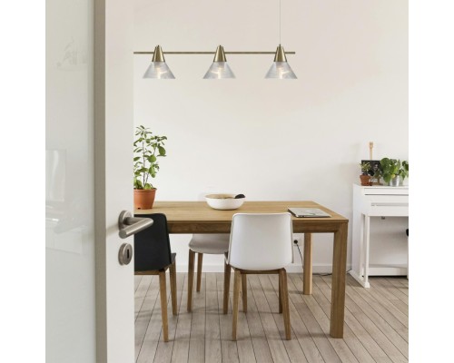 6596/4A MODERNI LN24 латунь титаниум/прозрачный, металл/стекло Подвес E27 4*60W 220V CORNE