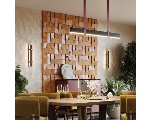 6629/25L HIGHTECH ODL24 153 металл/экокожа/ткань/акрил бордовый/черный Подвесной светильник IP20 LED 25W 3000K 220V VINCENT