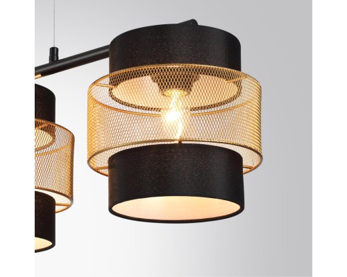 8003/3A MODERNI LN24 черный/черный, золотой металл/металл, текстиль Подвес Е27 3*60W 220V ANIMAISA