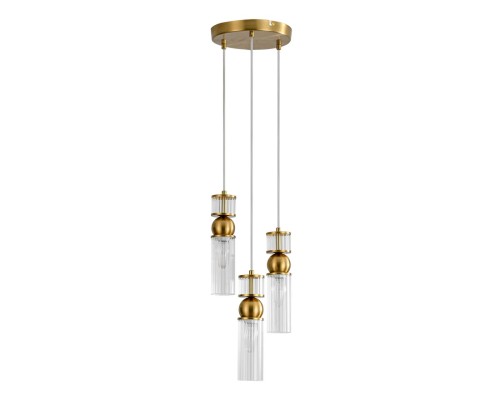 8276/3A MODERNI LN26 161 латунь/прозрачный, металл/стекло Подвес Е14 3*40W 220V DENVER