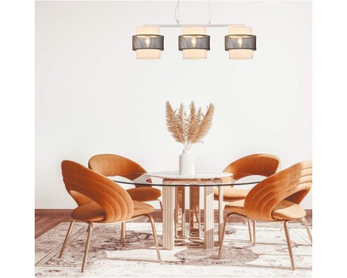 8002/3A MODERNI LN24 белый, черный металл/металл, текстиль Подвес Е27 3*60W 220V ANIMAISA